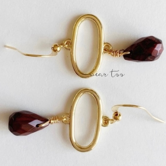 Red Jasper Geo Teardrop Earrings - Picture 6 of 8